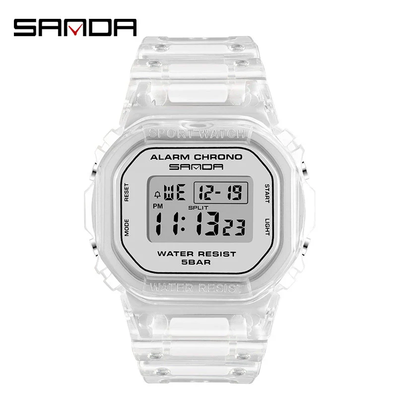 Wholesale Electronic Watch Square Transparent Strap Resin Multifunction Luminous Waterproof Outdoor Sports Light Luxury Style - Image 7