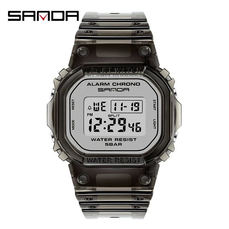 Wholesale Electronic Watch Square Transparent Strap Resin Multifunction Luminous Waterproof Outdoor Sports Light Luxury Style - Image 9