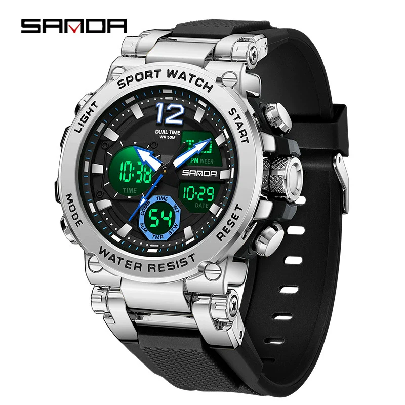 Wholesale Electronic Watch Zinc Alloyabs Case Acrylic Mirror Round Dial Men's Watch For Students With Multifunctional Luminous Waterproof Outdoor Sports And Casual Style - Image 2