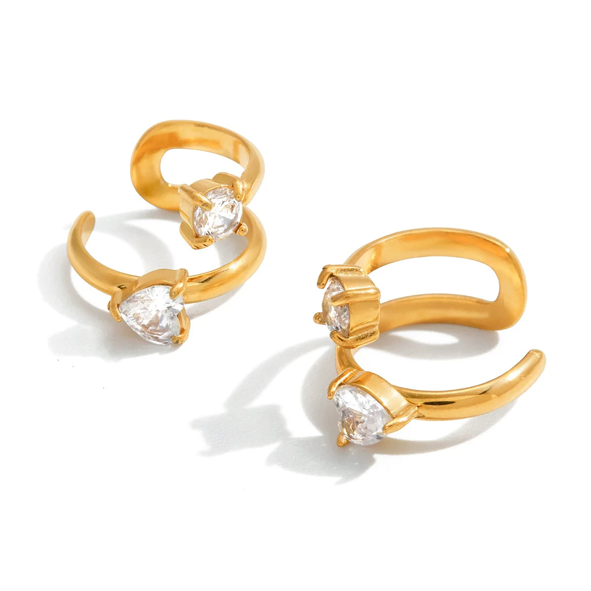 Wholesale Electroplated 18K Gold Simple Diamondencrusted Geometric Stainless Steel Earrings For Women - Image 5