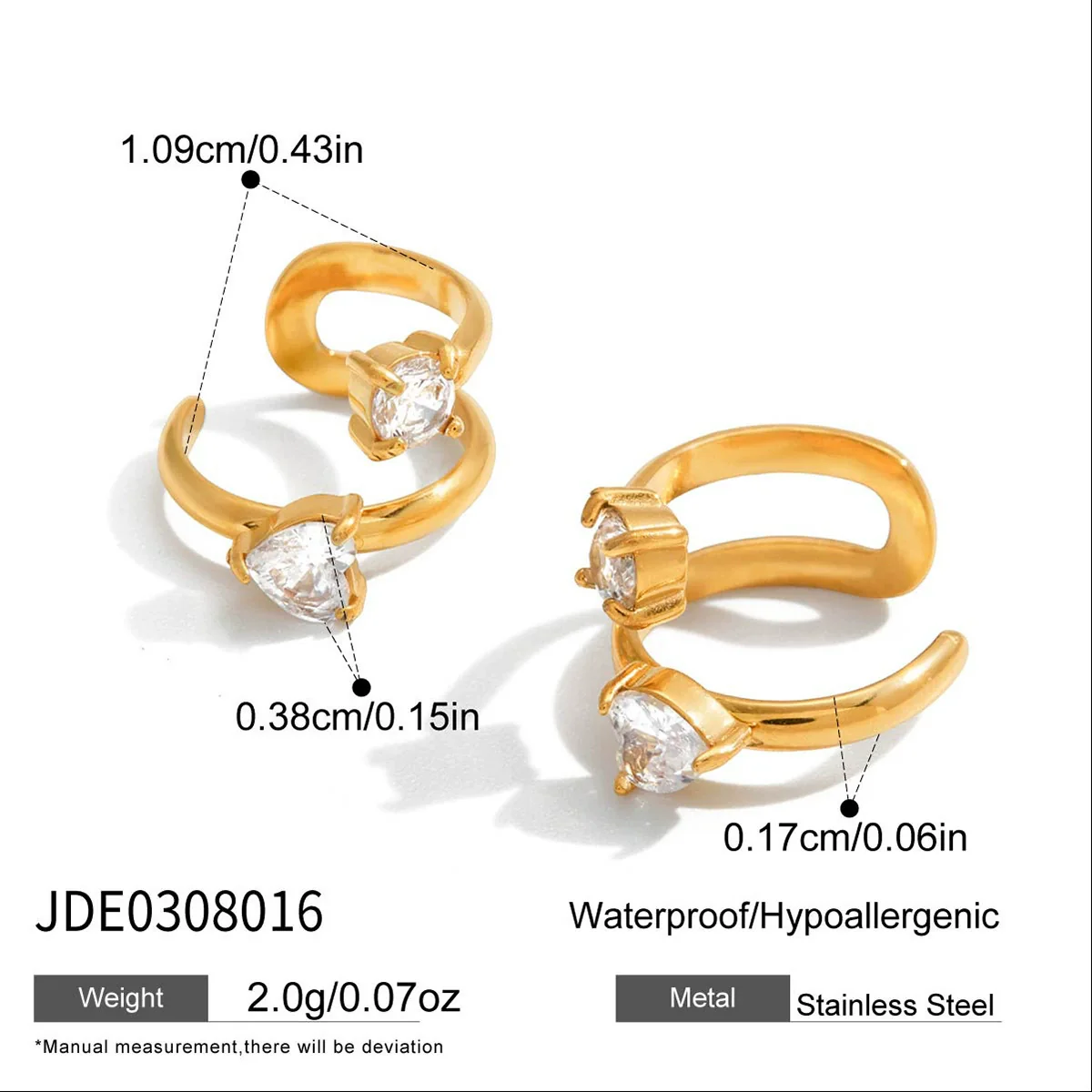 Wholesale Electroplated 18K Gold Simple Diamondencrusted Geometric Stainless Steel Earrings For Women - Image 7
