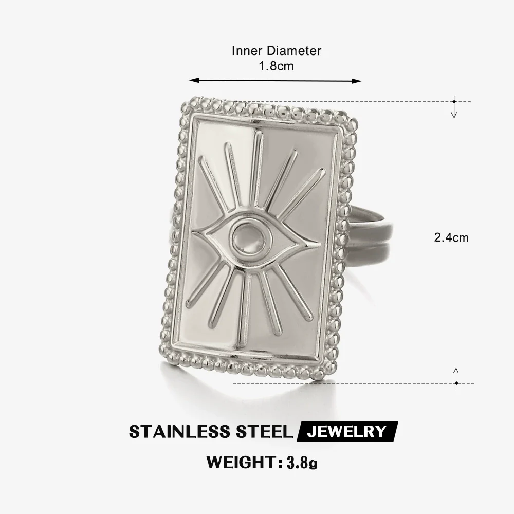 Wholesale Electroplated Geometric Devil's Eye Open Ring For Women Stainless Steel - Image 7