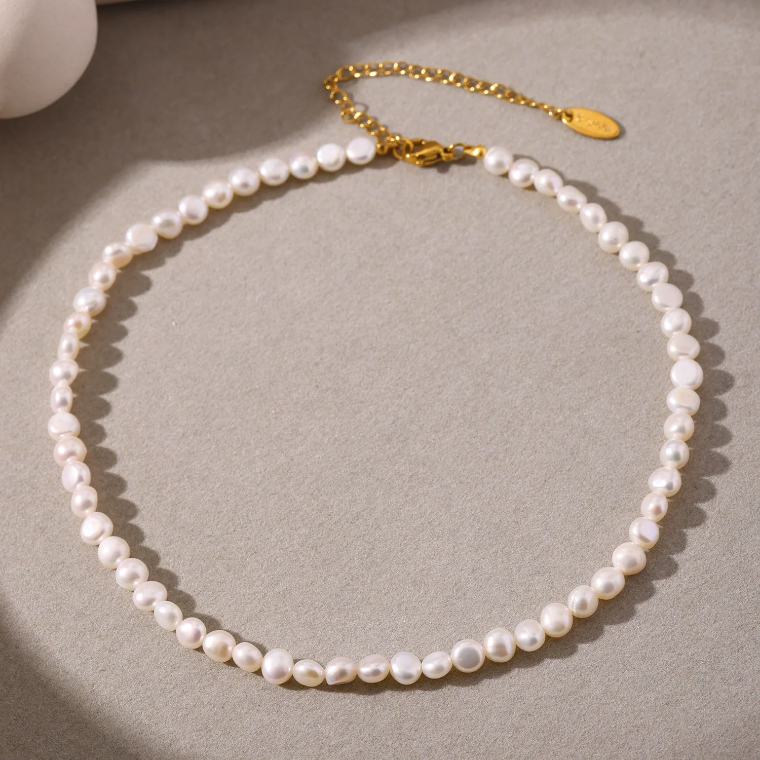 Wholesale Electroplated Geometric Freshwater Pearl And Titanium Steel Necklace For Unisex Simple And Minimalist Style - Image 4