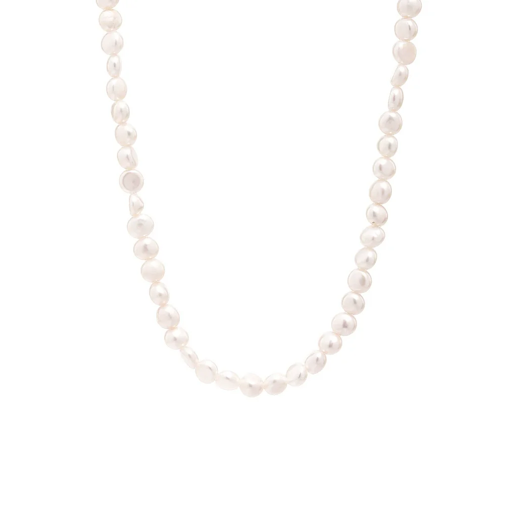 Wholesale Electroplated Geometric Freshwater Pearl And Titanium Steel Necklace For Unisex Simple And Minimalist Style - Image 5
