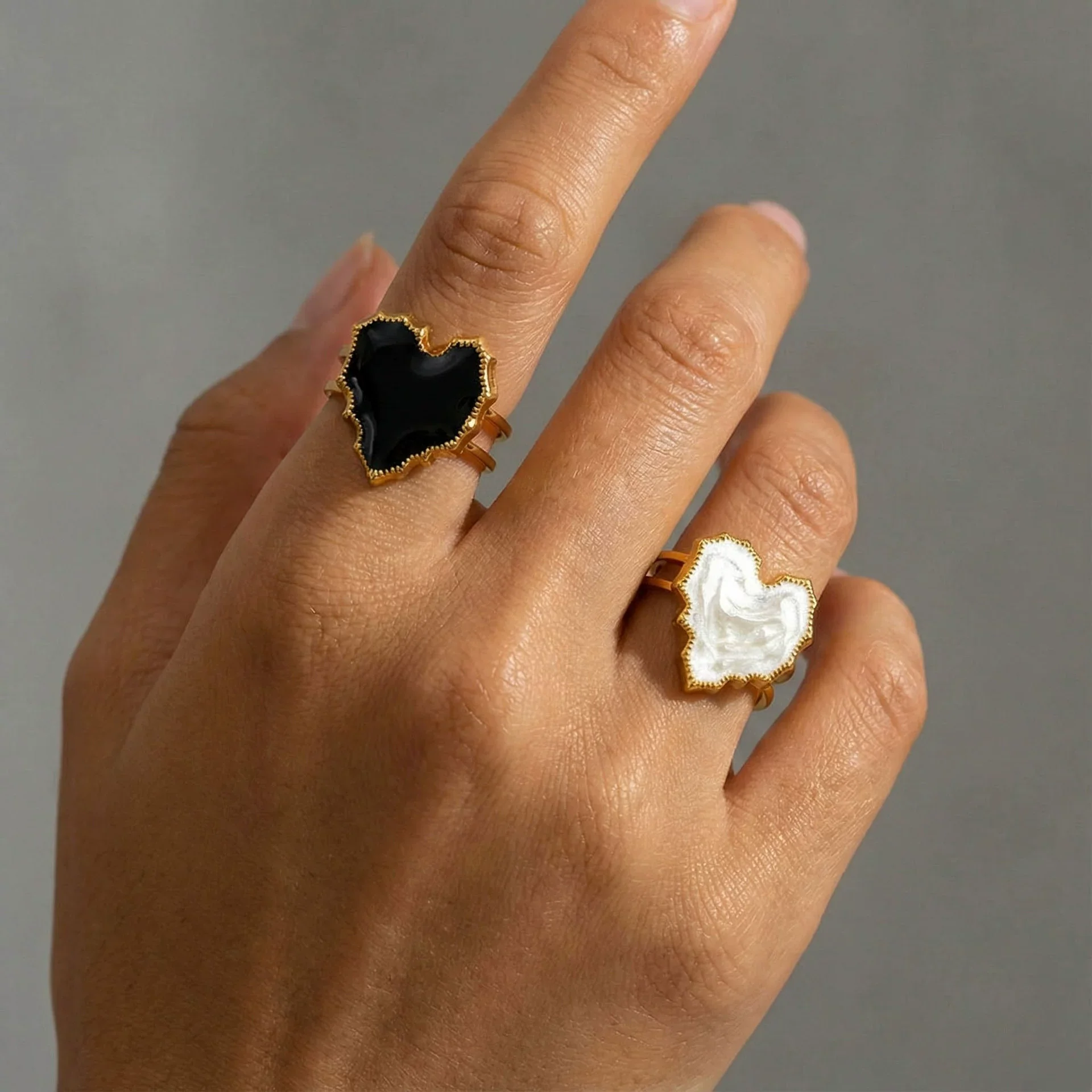 Wholesale Electroplated Geometric Heart Open Ring Stainless Steel Jewelry For Women And Men - Image 4