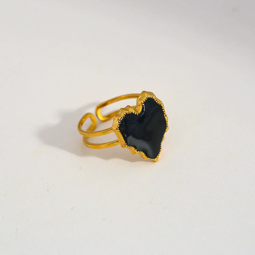 Wholesale Electroplated Geometric Heart Open Ring Stainless Steel Jewelry For Women And Men - Image 7