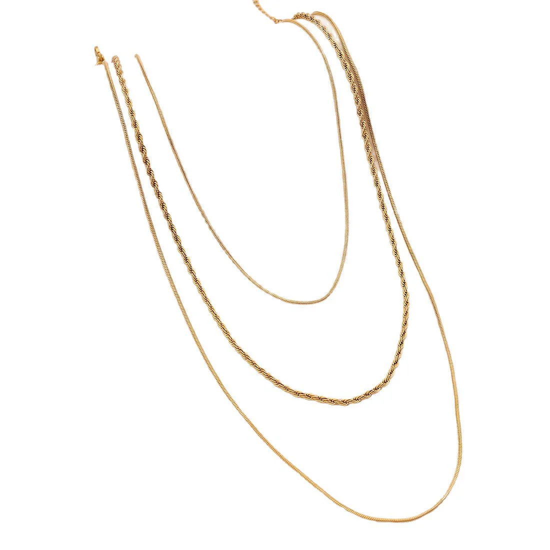 Wholesale Electroplated Geometric Stainless Steel And Titanium Steel 3Layer Clavicle Snake Bone Chain Unisex Necklace For Women - Image 5