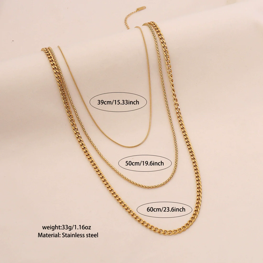 Wholesale Electroplated Geometric Stainless Steel And Titanium Steel 3Layer Clavicle Snake Bone Chain Unisex Necklace For Women - Image 6