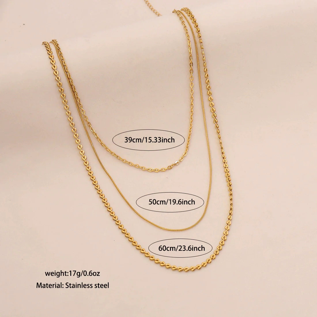 Wholesale Electroplated Geometric Stainless Steel And Titanium Steel 3Layer Clavicle Snake Bone Chain Unisex Necklace For Women - Image 7