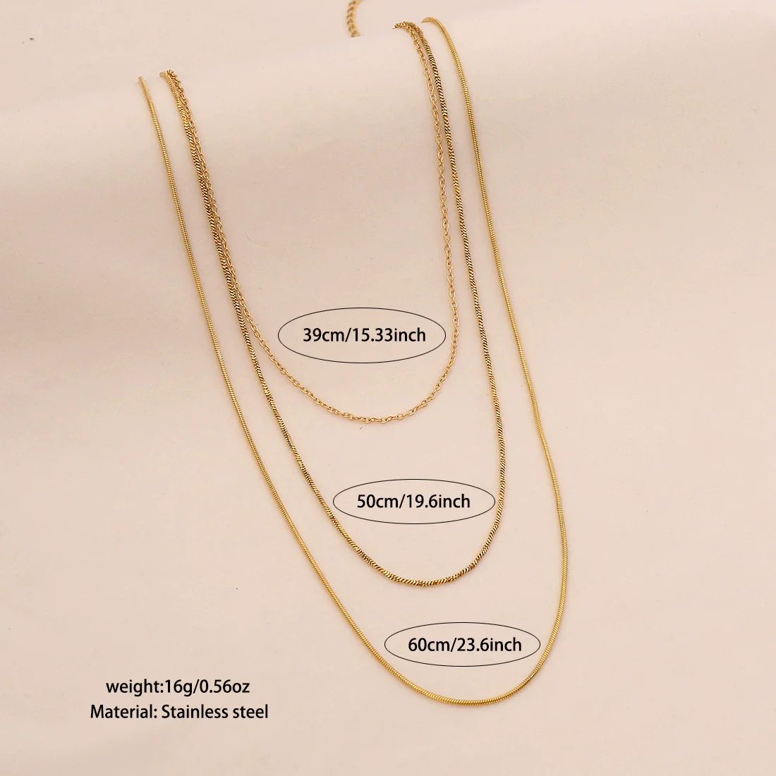 Wholesale Electroplated Geometric Stainless Steel And Titanium Steel 3Layer Clavicle Snake Bone Chain Unisex Necklace For Women - Image 8