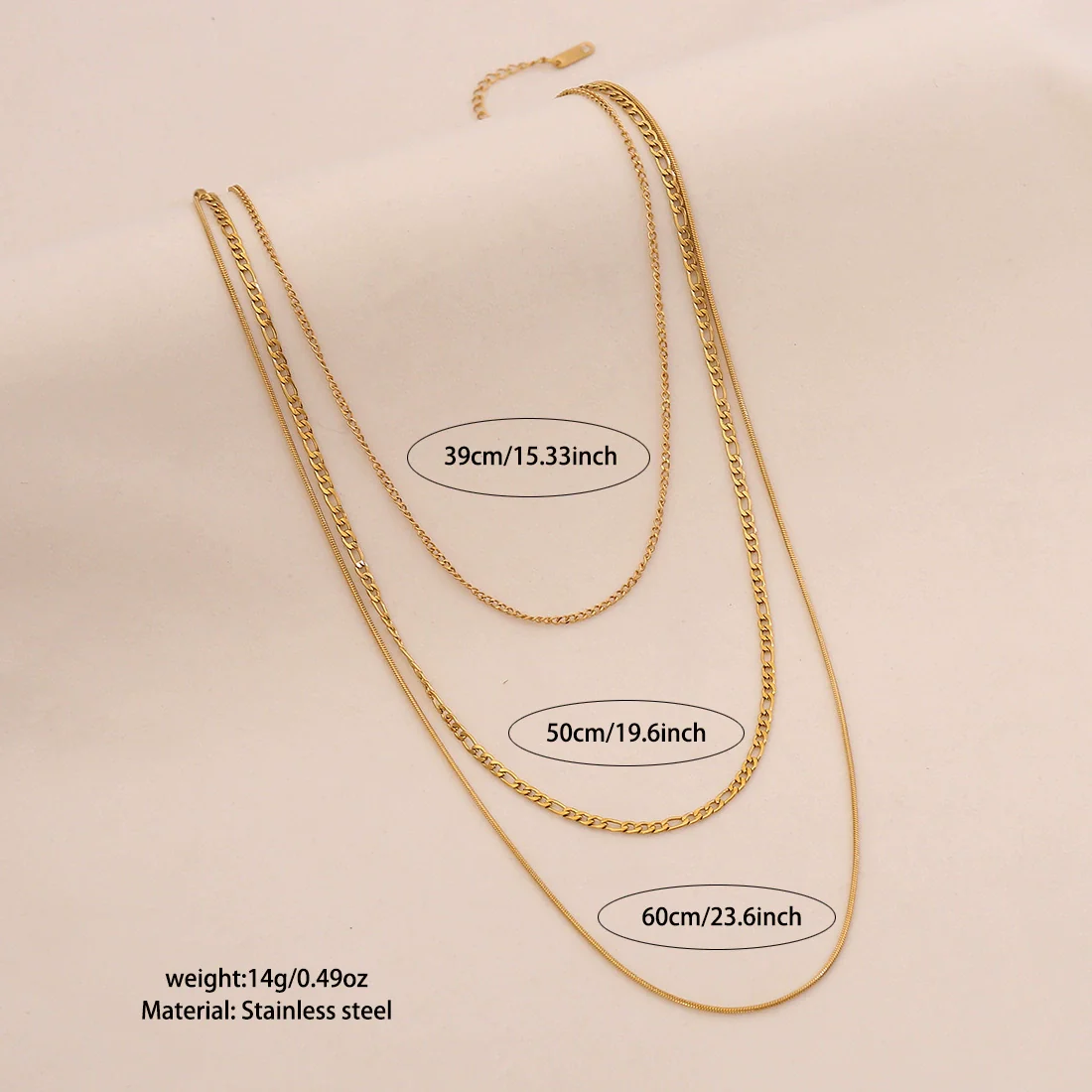 Wholesale Electroplated Geometric Stainless Steel And Titanium Steel 3Layer Clavicle Snake Bone Chain Unisex Necklace For Women - Image 9