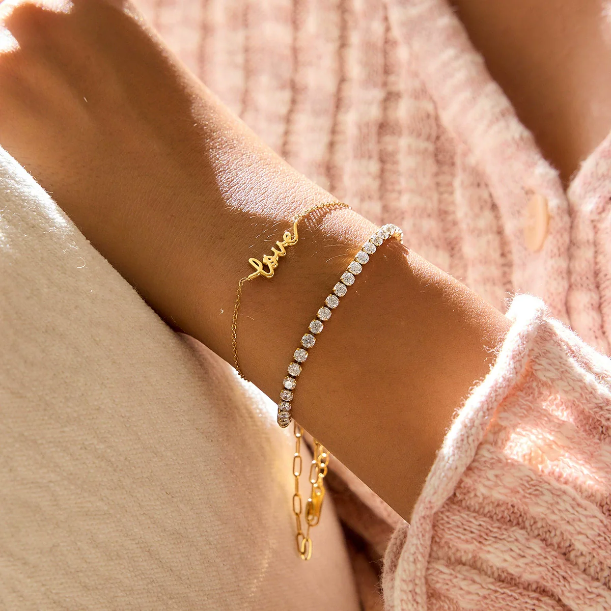 Wholesale Electroplated Geometric Stainless Steel Bracelet For Women - Image 3