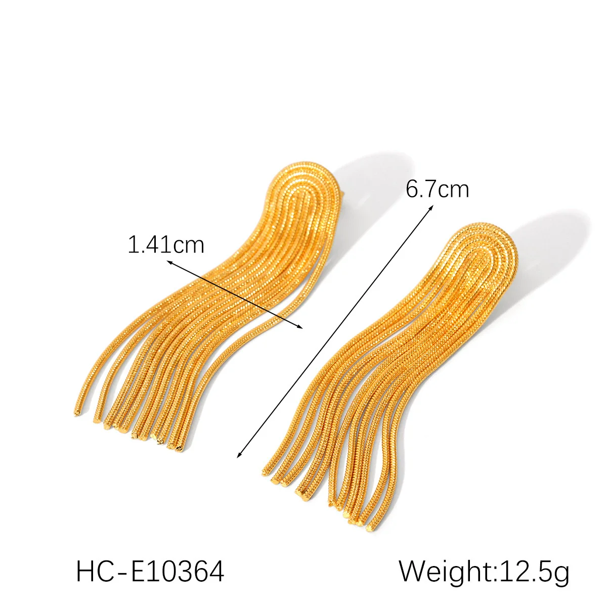 Wholesale Electroplated Geometric Stainless Steel Chain Tassel Earrings For Women - Image 7