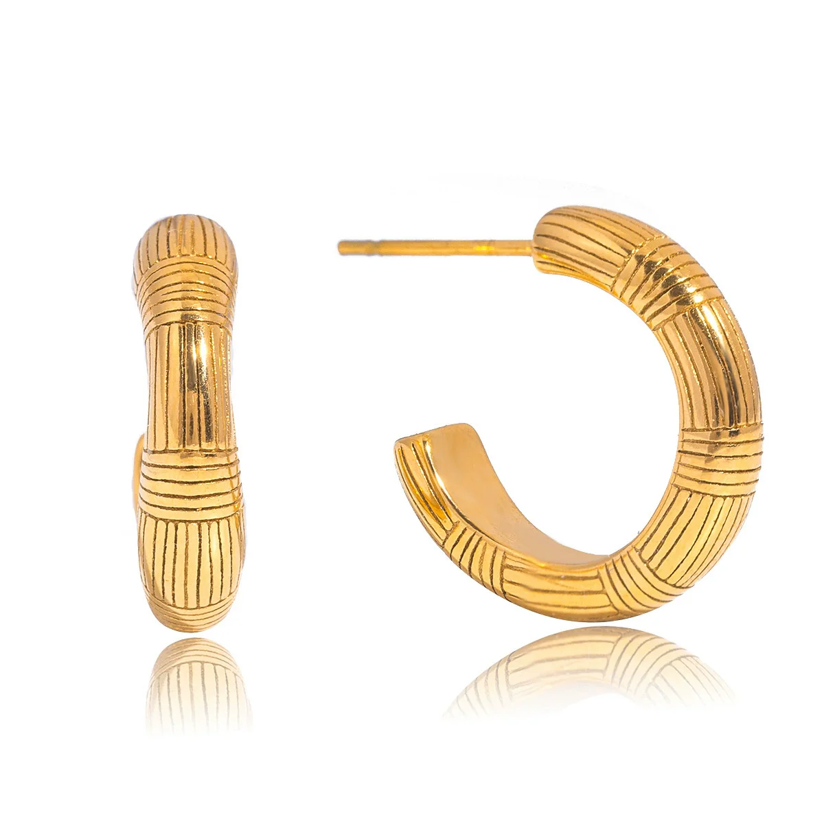 Wholesale Electroplated Geometric Stainless Steel Cring Earrings For Women - Image 5