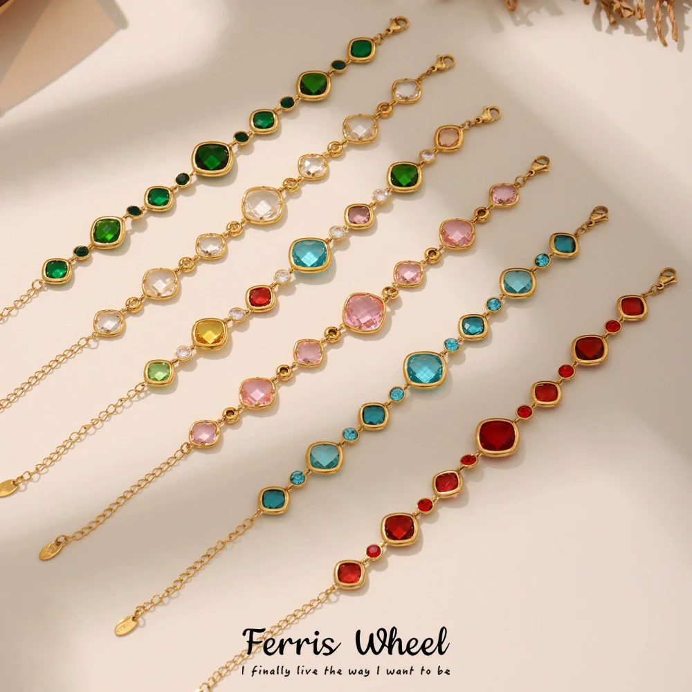 Wholesale Electroplated Geometric Stainless Steel Ferris Wheel Bracelet For Women