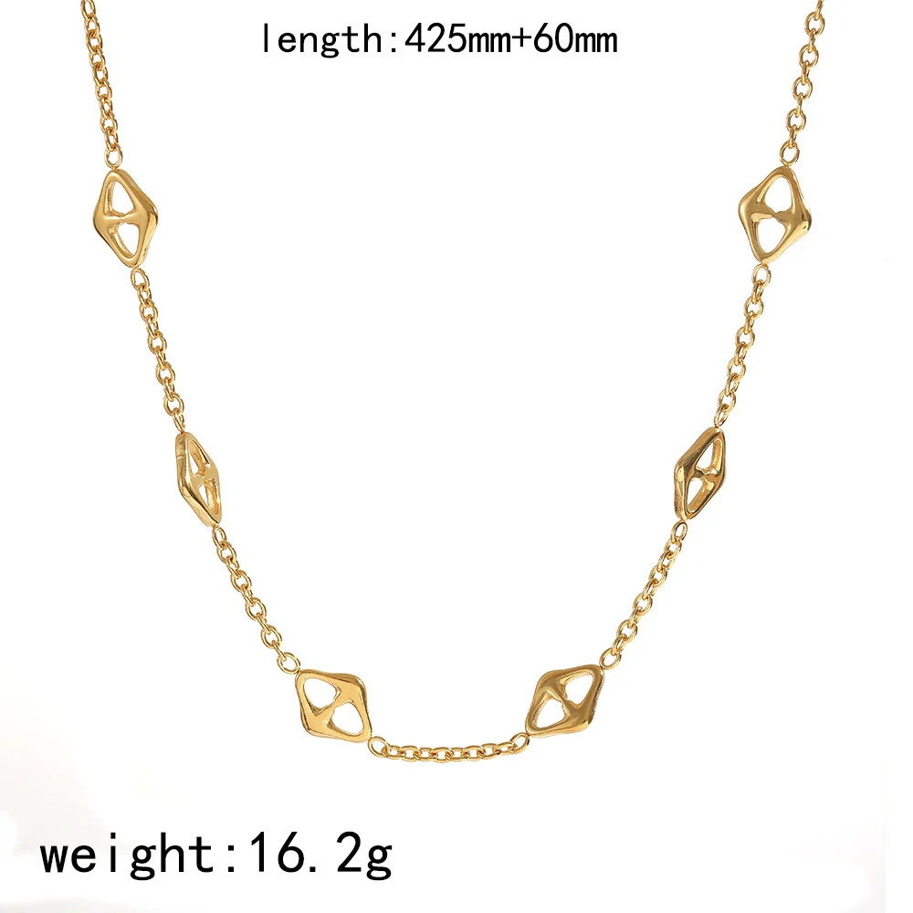 Wholesale Electroplated Geometric Stainless Steel Necklace And Bracelet Set Jewelry Accessories For Women - Image 8