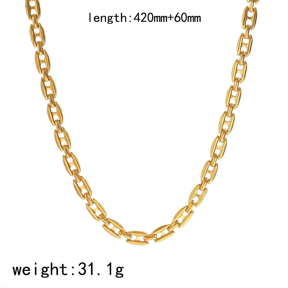 Wholesale Electroplated Geometric Stainless Steel Necklace And Bracelet Set Jewelry Accessories For Women - Image 9