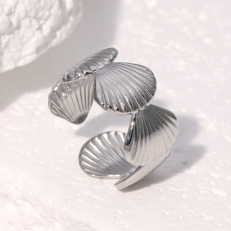 Wholesale Electroplated Geometric Stainless Steel Open Ring For Women Casual Minimalist Style - Image 3
