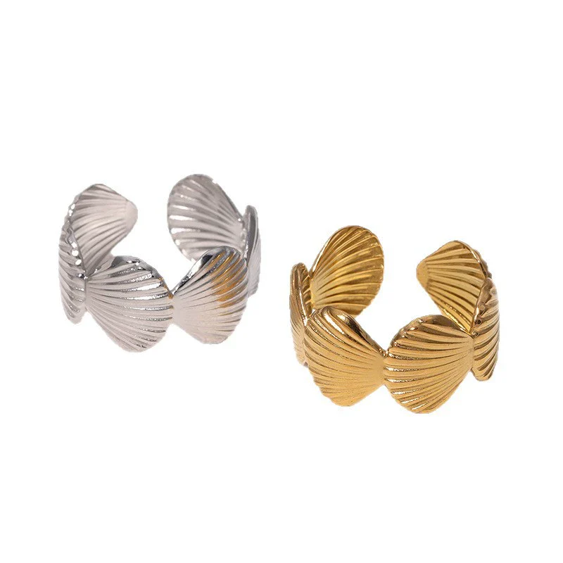 Wholesale Electroplated Geometric Stainless Steel Open Ring For Women Casual Minimalist Style - Image 5