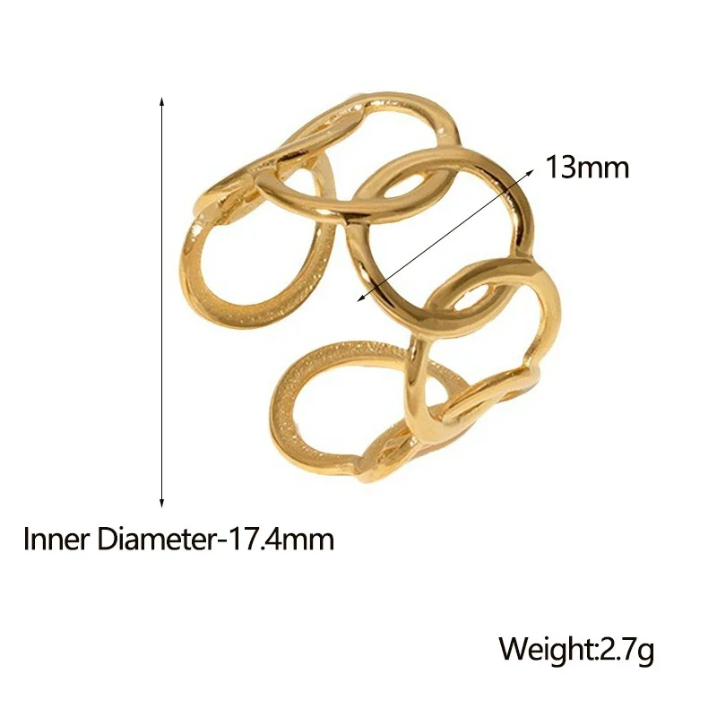 Wholesale Electroplated Geometric Stainless Steel Open Rings For Women And Unisex In Niche Simple Style - Image 4