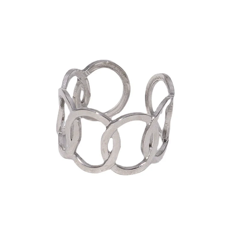 Wholesale Electroplated Geometric Stainless Steel Open Rings For Women And Unisex In Niche Simple Style - Image 5