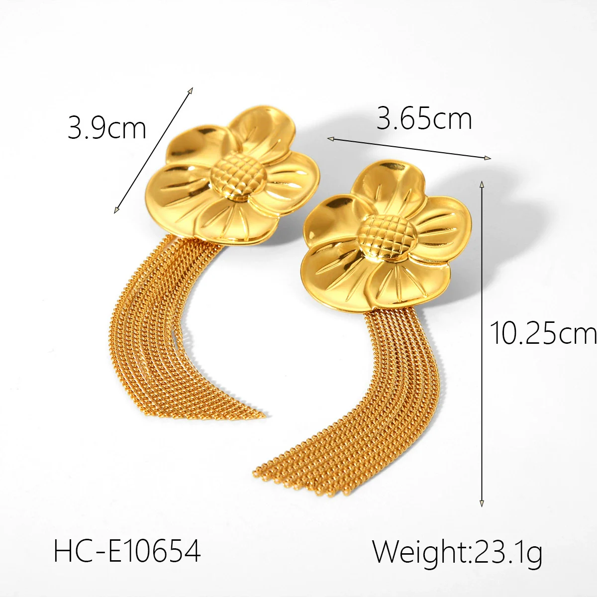 Wholesale Electroplated Geometric Stainless Steel Women's Long Tassel Earrings - Image 11