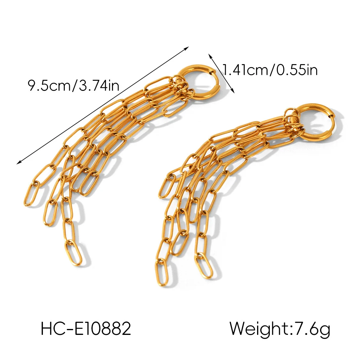 Wholesale Electroplated Geometric Stainless Steel Women's Long Tassel Earrings - Image 5