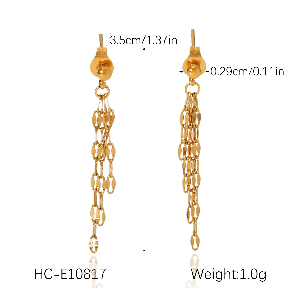 Wholesale Electroplated Geometric Stainless Steel Women's Long Tassel Earrings - Image 8