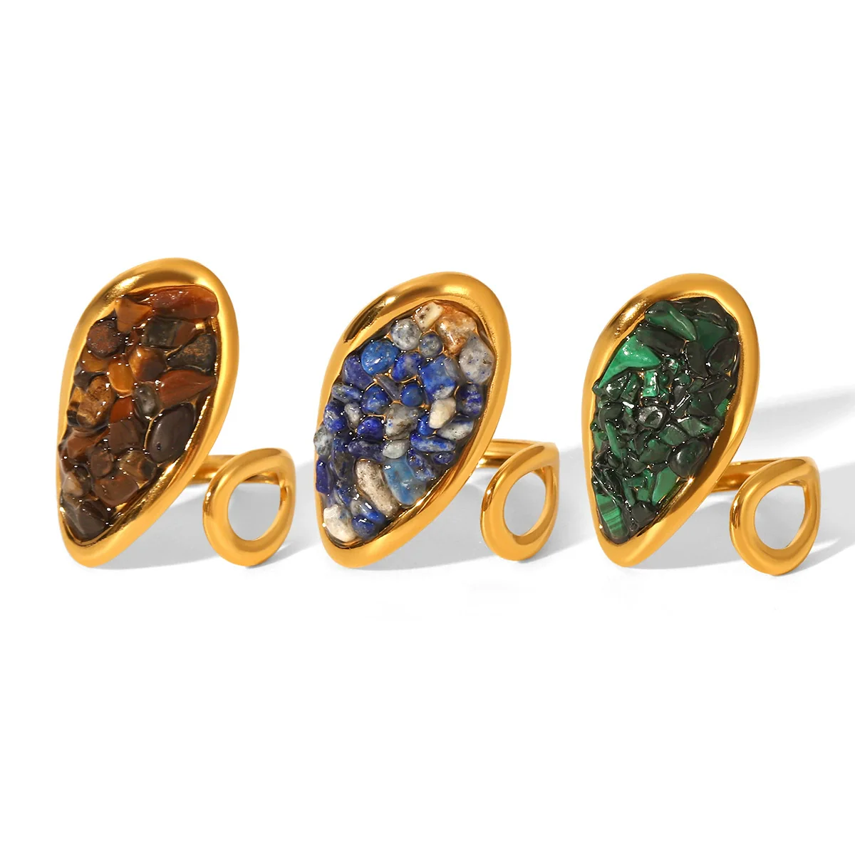Wholesale Electroplated Geometric Stainless Steel Women's Open Ring Retro Jewelry - Image 5