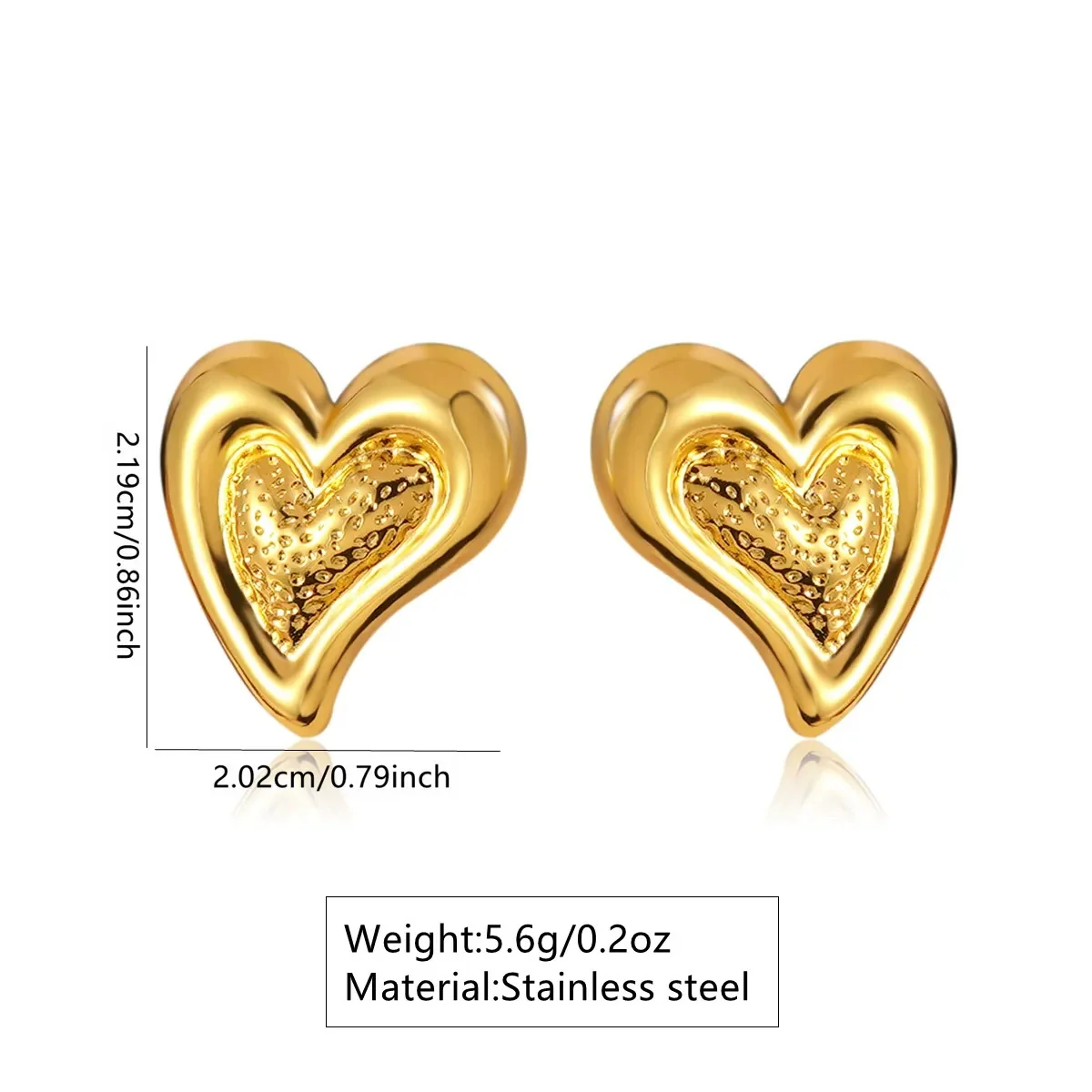 Wholesale Electroplated Ins Style Heart Shaped Stainless Steel Earrings For Women - Image 6