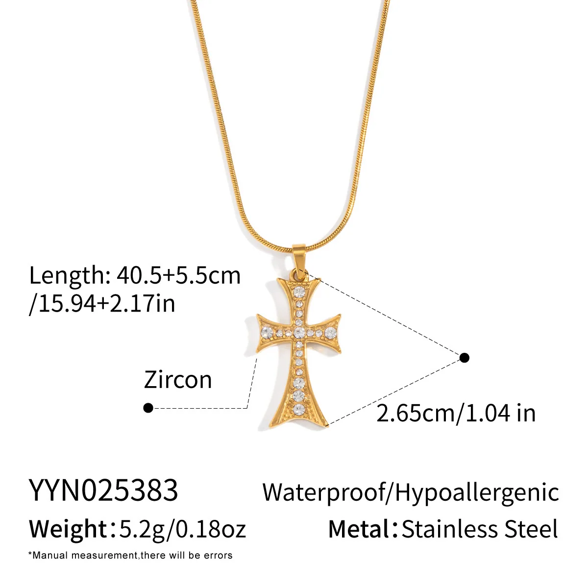 Wholesale Electroplated Stainless Steel Cross Crown Roman Numerals Inlaid Zircon Pendant Necklace And Earrings Set For Women - Image 6