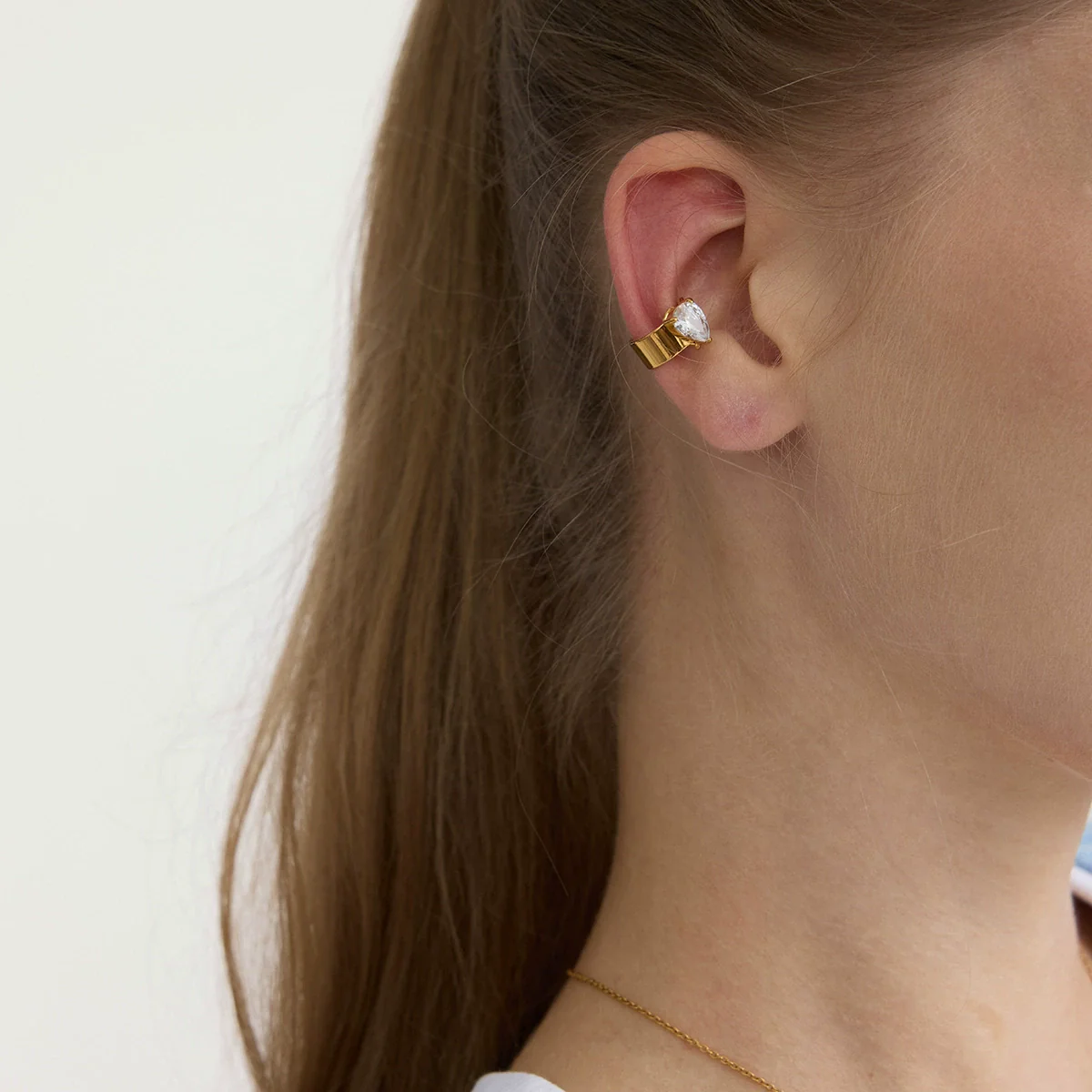 Wholesale Electroplated Stainless Steel Geometric Drop Shape Ear Clips For Women Luxury Jewelry Minimalist Elegant Design - Image 2