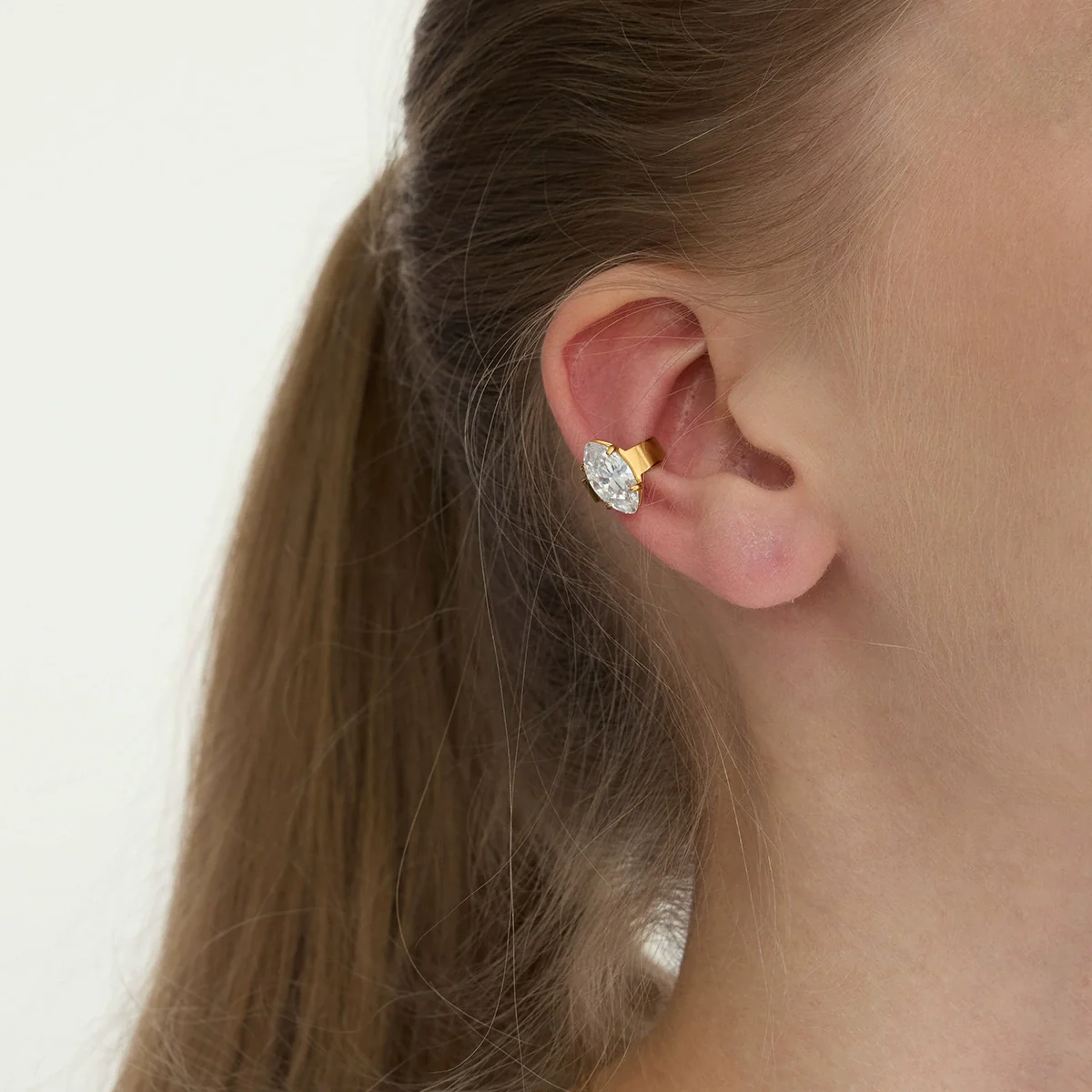 Wholesale Electroplated Stainless Steel Geometric Drop Shape Ear Clips For Women Luxury Jewelry Minimalist Elegant Design - Image 3
