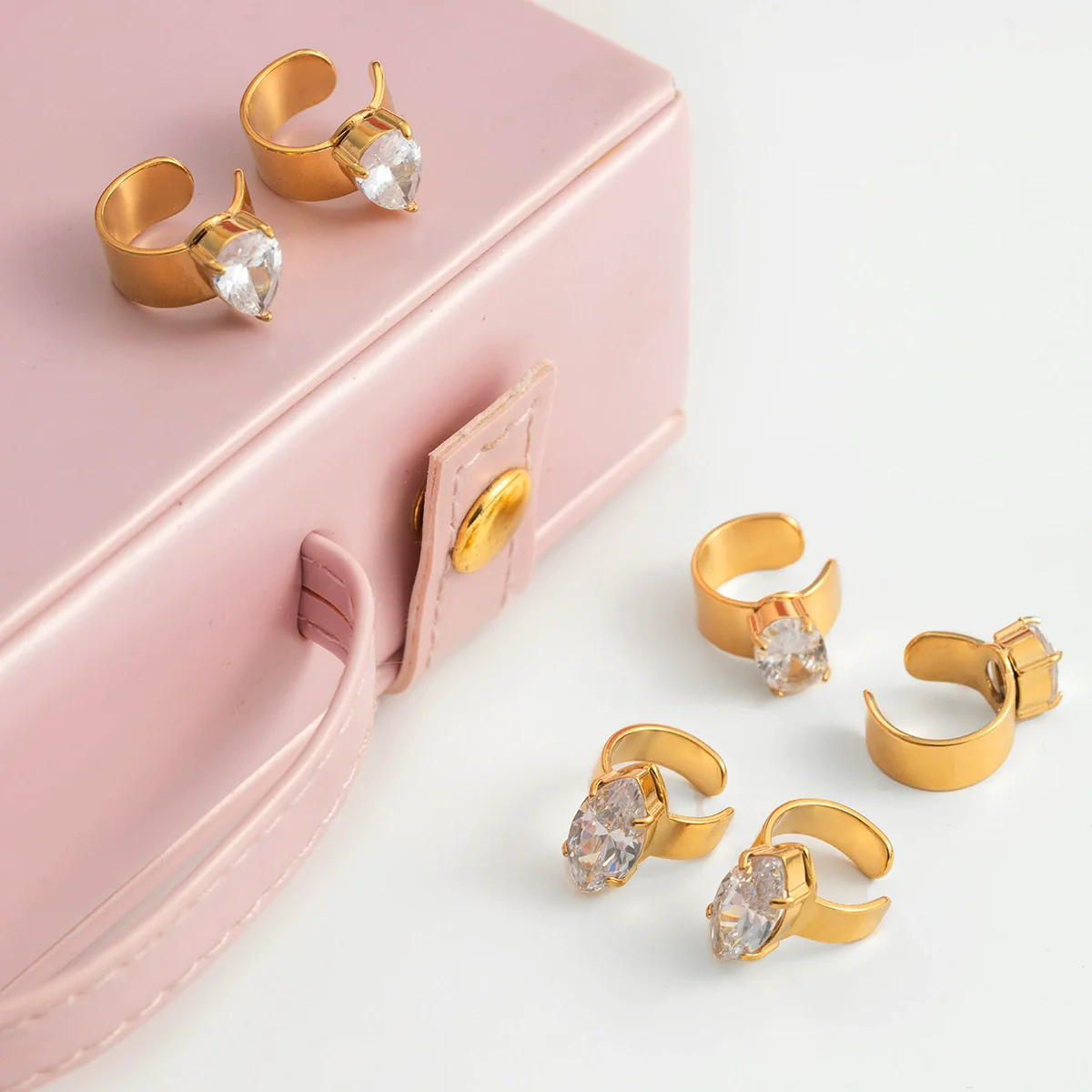 Wholesale Electroplated Stainless Steel Geometric Drop Shape Ear Clips For Women Luxury Jewelry Minimalist Elegant Design - Image 4