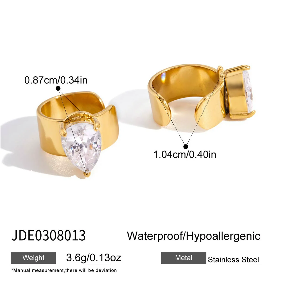 Wholesale Electroplated Stainless Steel Geometric Drop Shape Ear Clips For Women Luxury Jewelry Minimalist Elegant Design - Image 7