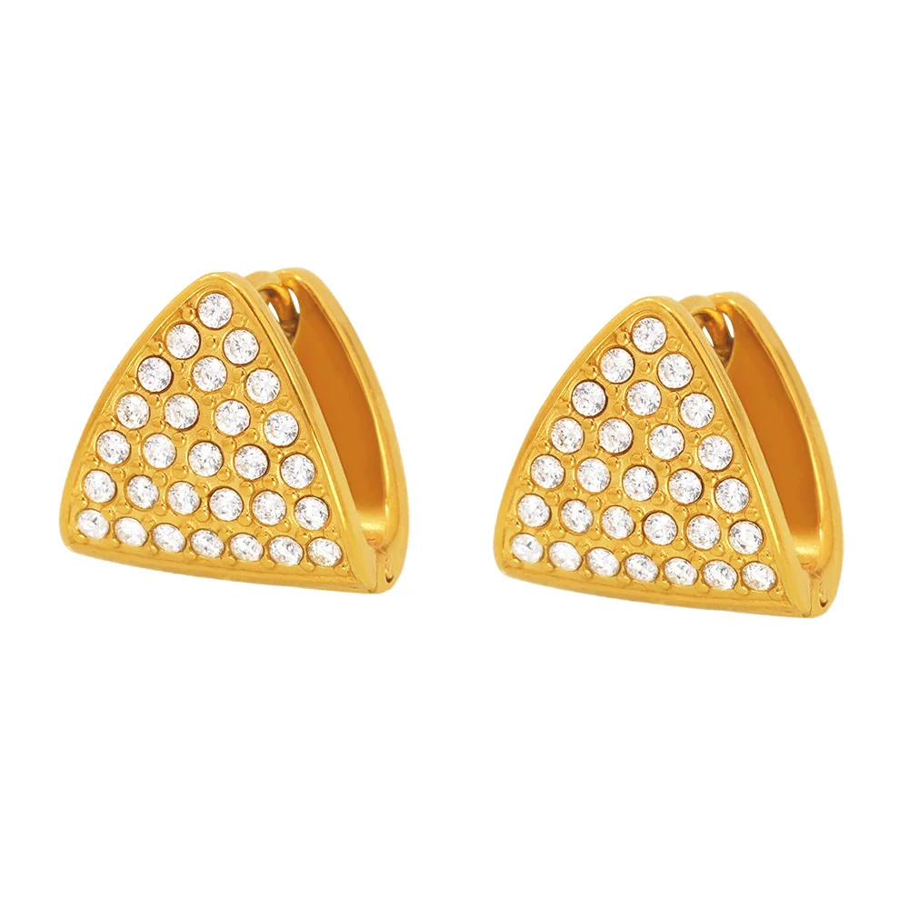 Wholesale Electroplated Stainless Steel Geometric Zircon Inlaid Earrings Unisex - Image 5
