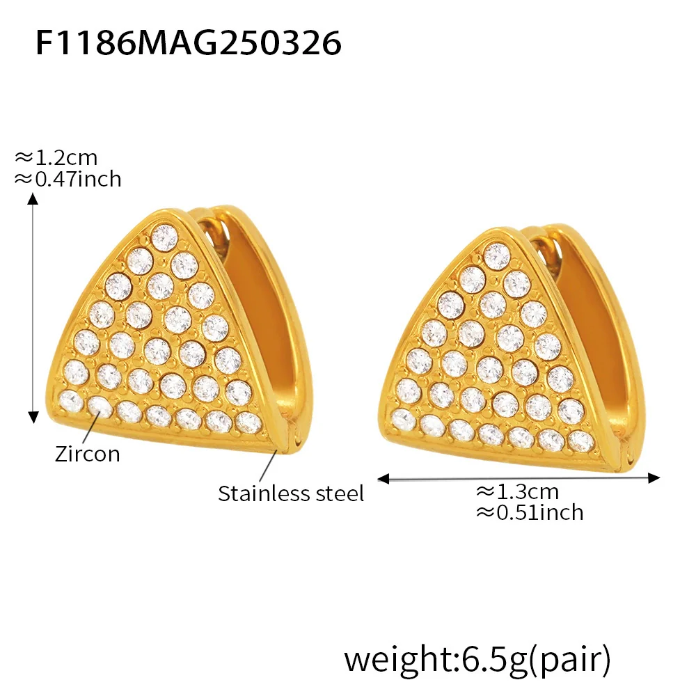 Wholesale Electroplated Stainless Steel Geometric Zircon Inlaid Earrings Unisex - Image 7