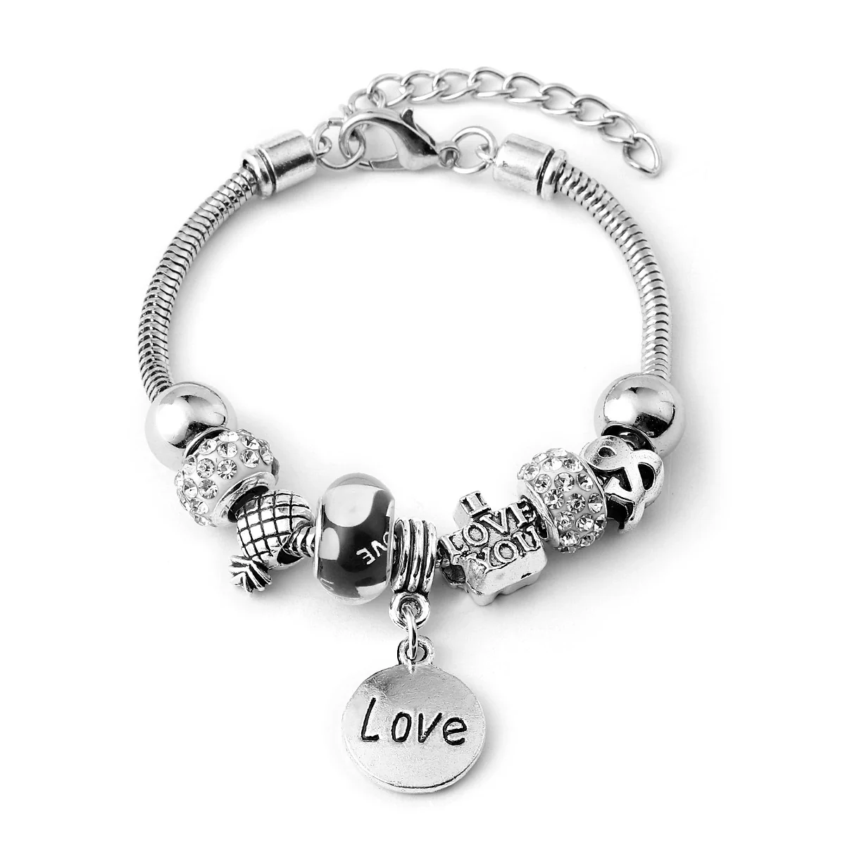 Wholesale Electroplated Zinc Alloy Heart Beaded Bracelet For Women - Image 2