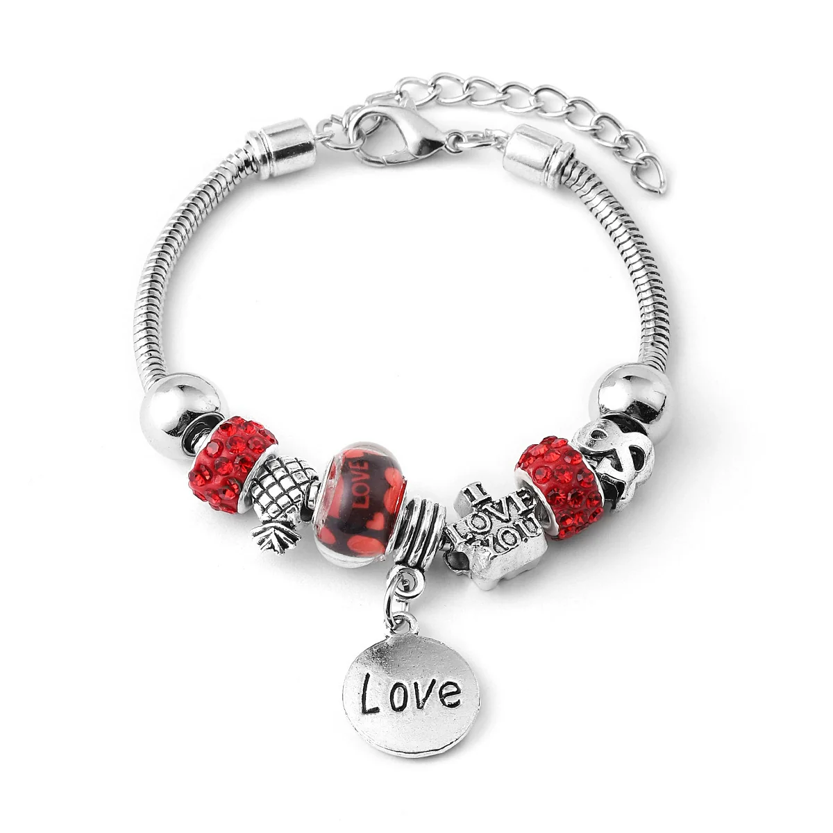 Wholesale Electroplated Zinc Alloy Heart Beaded Bracelet For Women - Image 3
