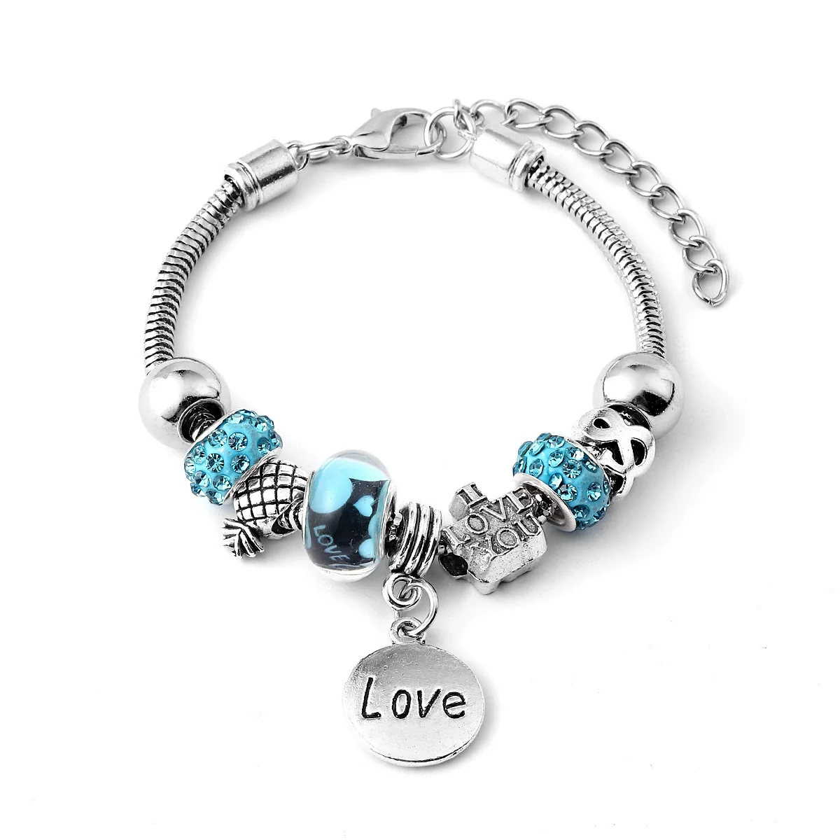 Wholesale Electroplated Zinc Alloy Heart Beaded Bracelet For Women - Image 4