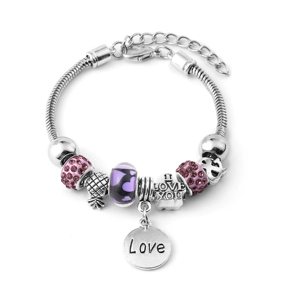 Wholesale Electroplated Zinc Alloy Heart Beaded Bracelet For Women - Image 6