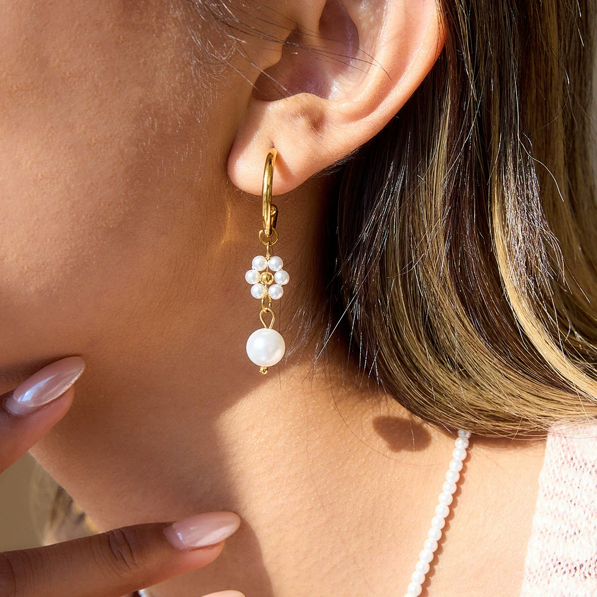 Wholesale Elegant Casual Minimalist Geometric Flower Stainless Steel Electroplated Earrings For Women