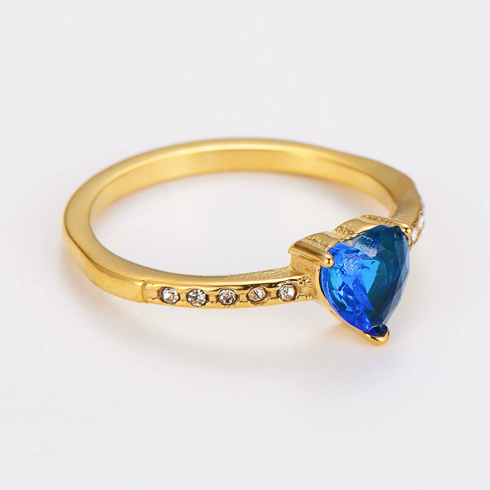Wholesale Elegant Electroplated Stainless Steel Heart Shape Inlaid Zircon Colored Diamond Ring For Women - Image 16