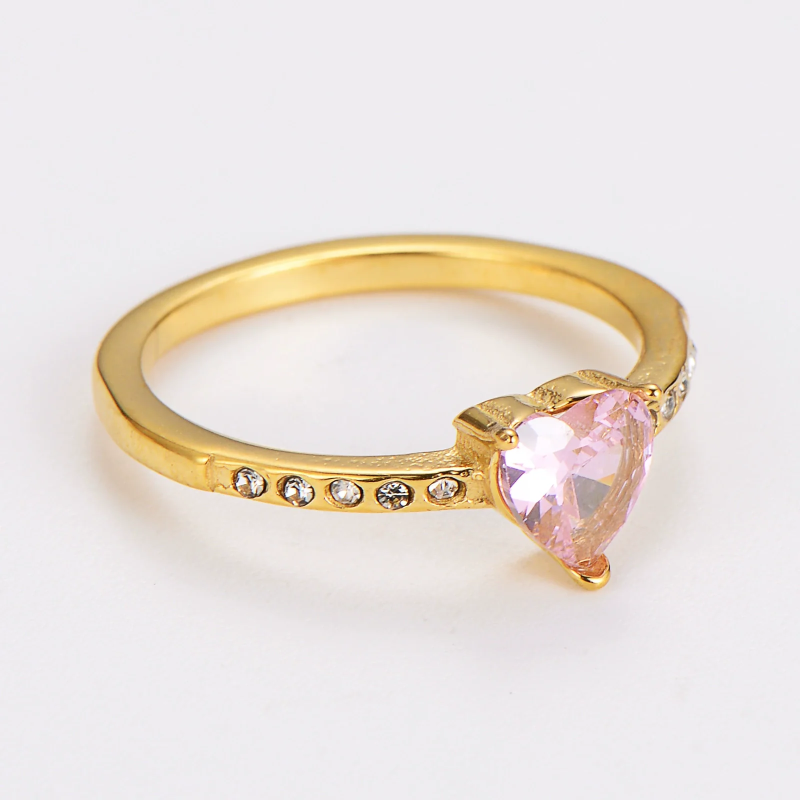Wholesale Elegant Electroplated Stainless Steel Heart Shape Inlaid Zircon Colored Diamond Ring For Women - Image 19