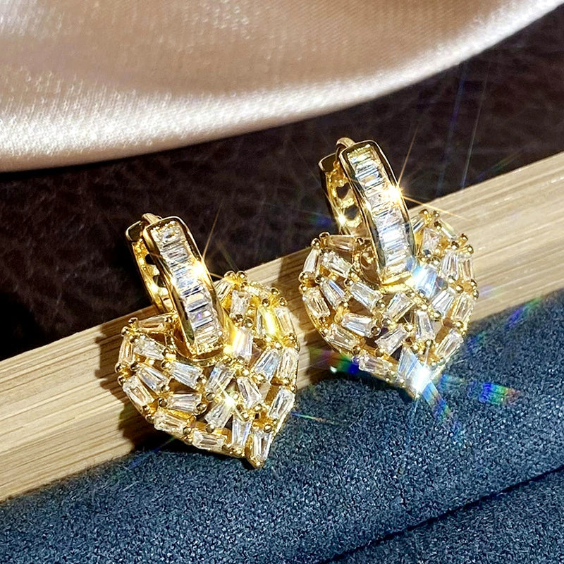 Wholesale Elegant Geometric Heart Shape Copper Earrings With Zirconia For Women - Image 3