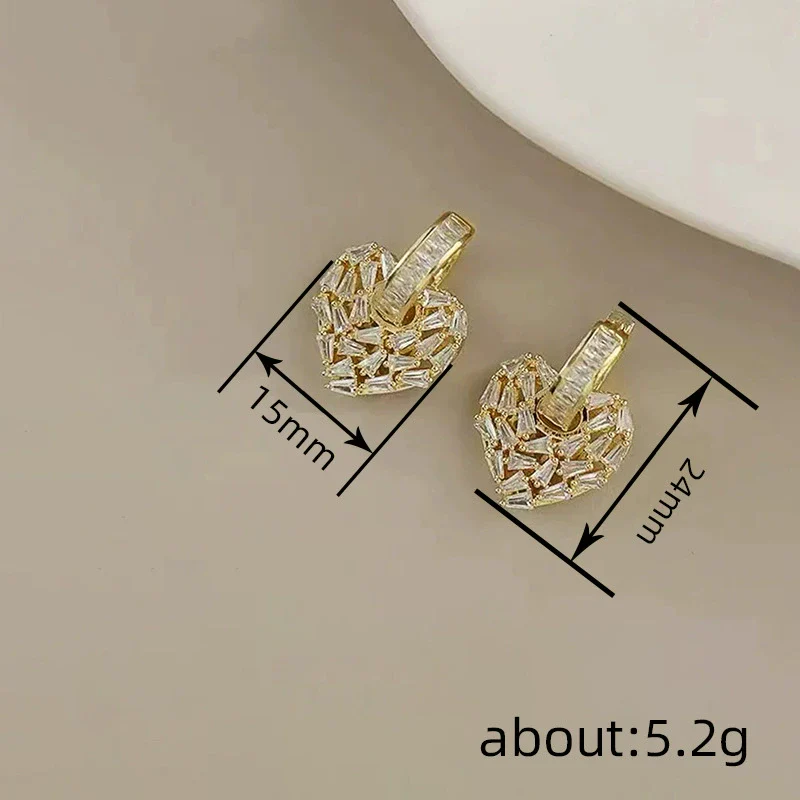 Wholesale Elegant Geometric Heart Shape Copper Earrings With Zirconia For Women - Image 4