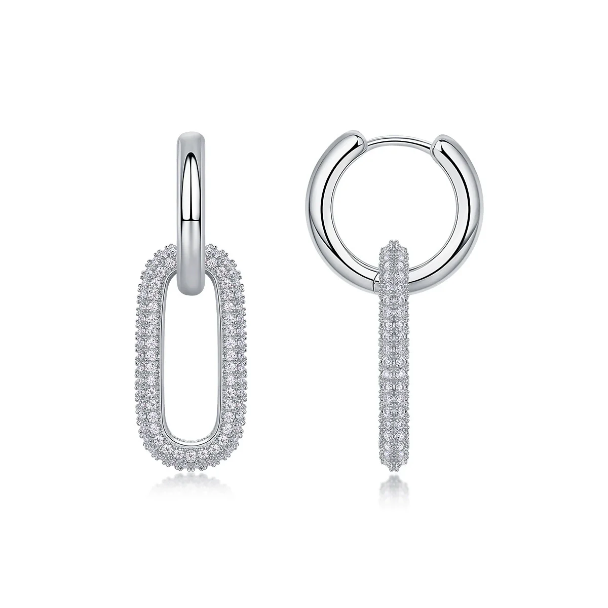 Wholesale Elegant Geometric Oshaped Women's Earrings 925 Sterling Silver Moissanite Inlay - Image 4