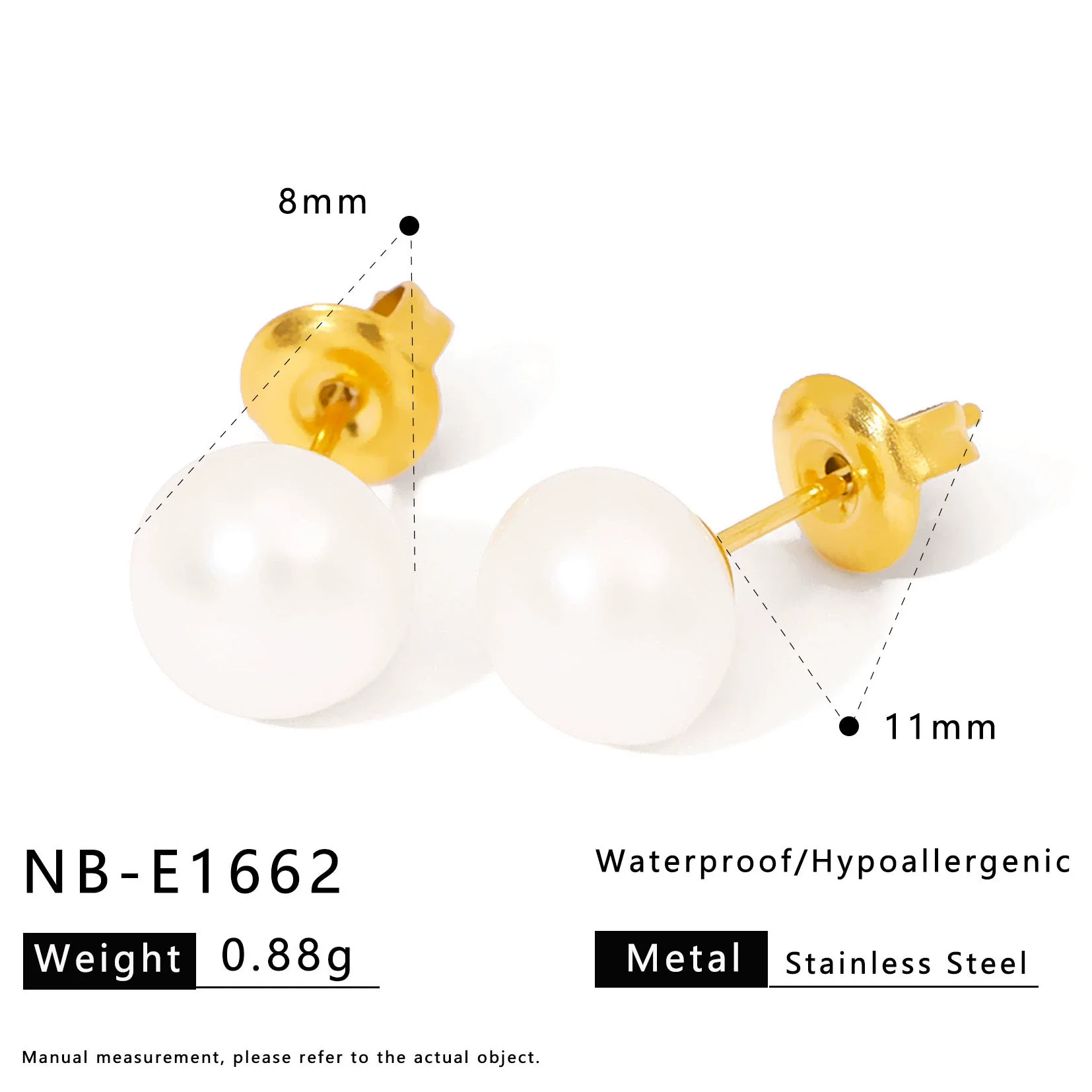 Wholesale Elegant Goldplated Natural Freshwater Pearl And Stainless Steel Geometric Earrings For Women - Image 3
