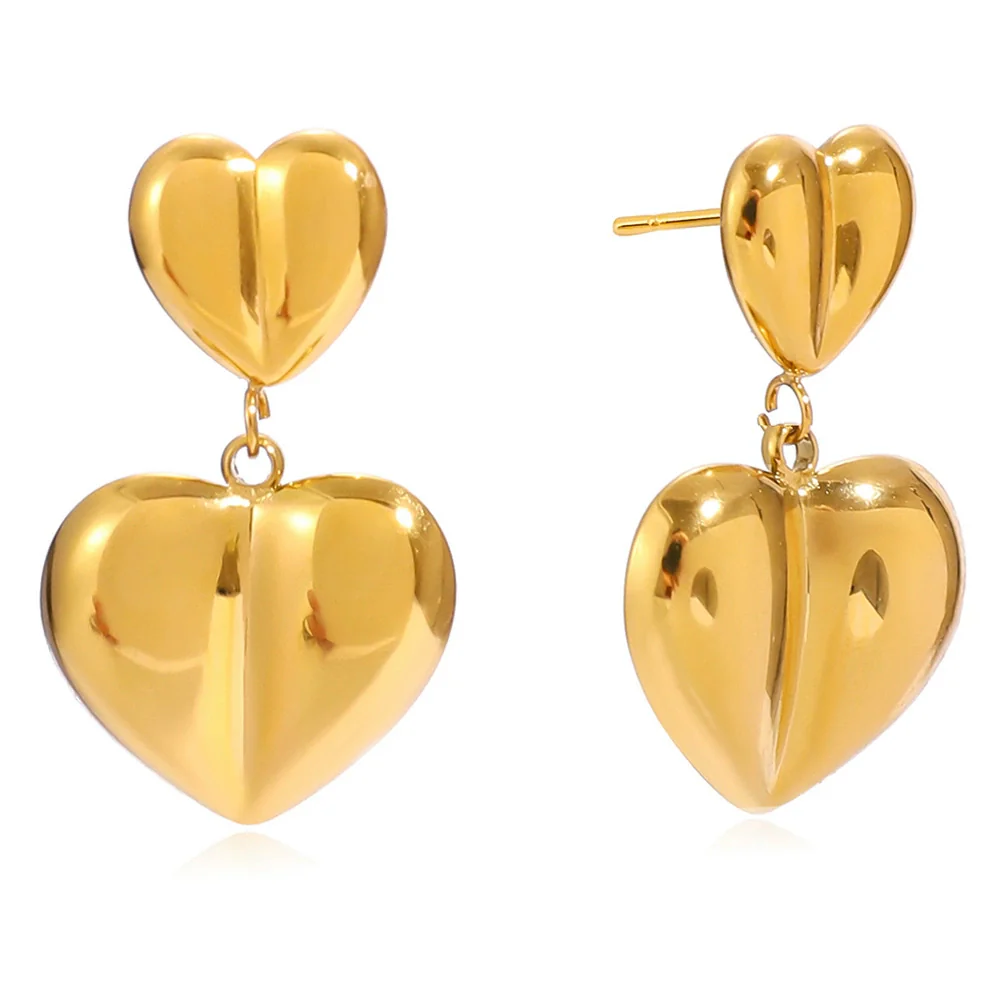 Wholesale Elegant Heart Shape Stainless Steel Electroplated Pendant Earrings For Women - Image 5