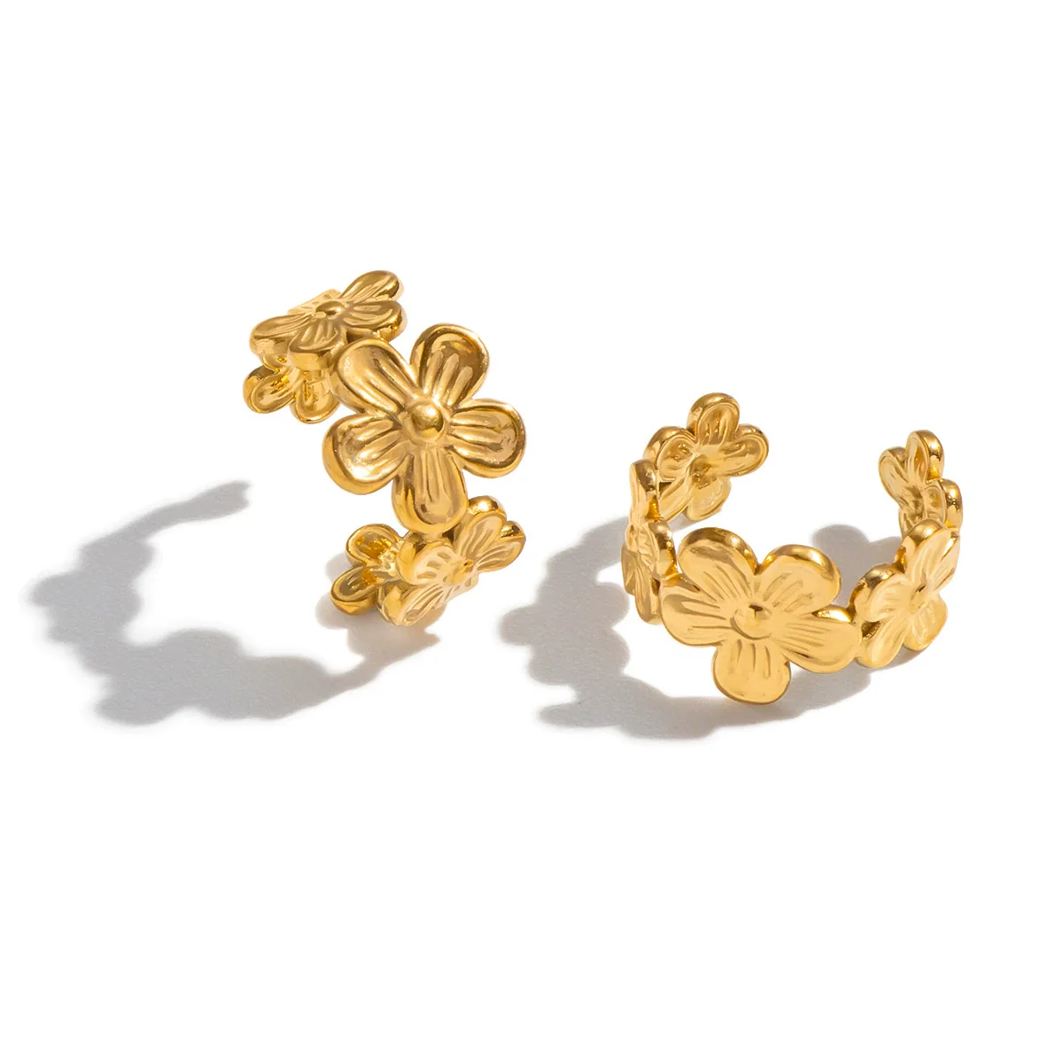 Wholesale Elegant Real Gold Plated Stainless Steel Plants And Flowers Ear Clips Jewelry For Women - Image 5